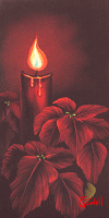 Hyperlink to and thumbnail of Candle Glow Poinsettias painting image